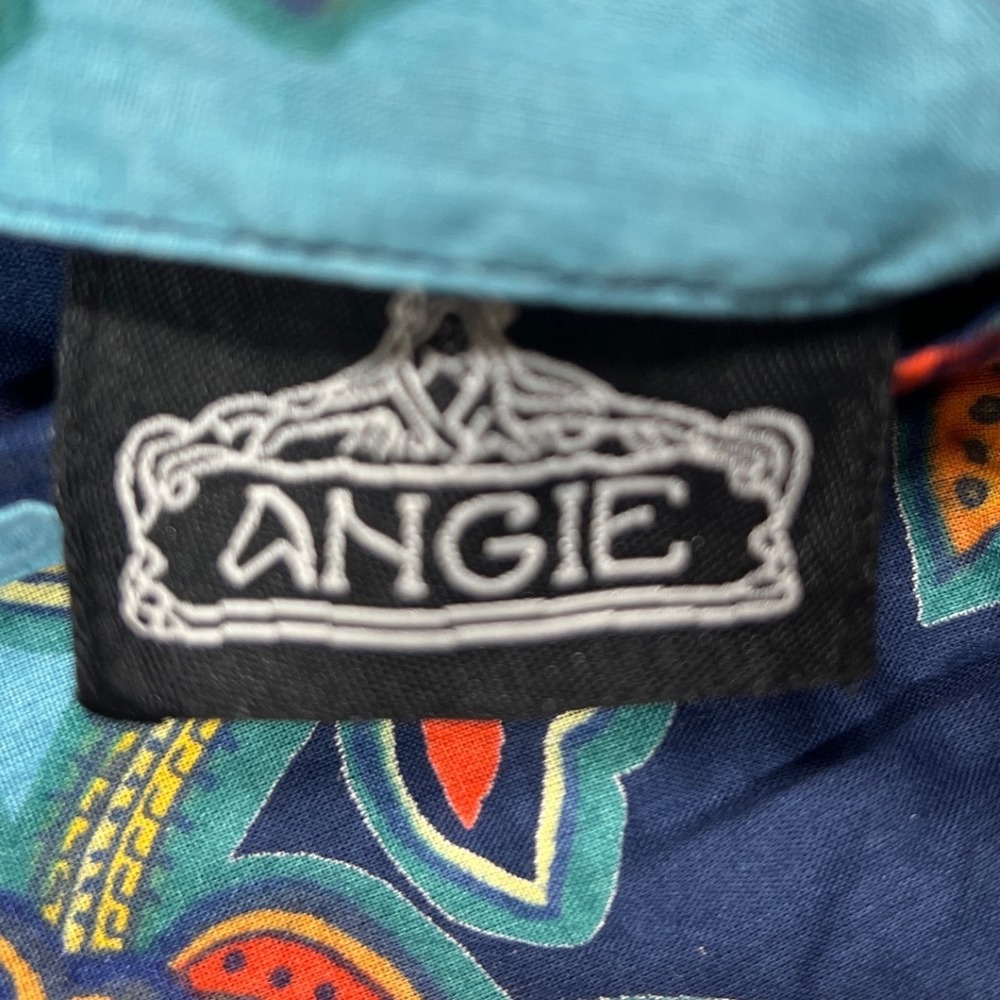 Angie Dress Women S Blue Orange Floral Paisley V-Neck Cotton Boho Mini Summer - Picture 2 of 6